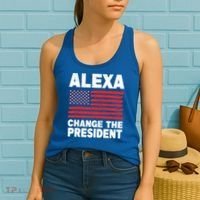 Alexa Change The President Funny Political Humor Gift Women's Tank Top thumb 2