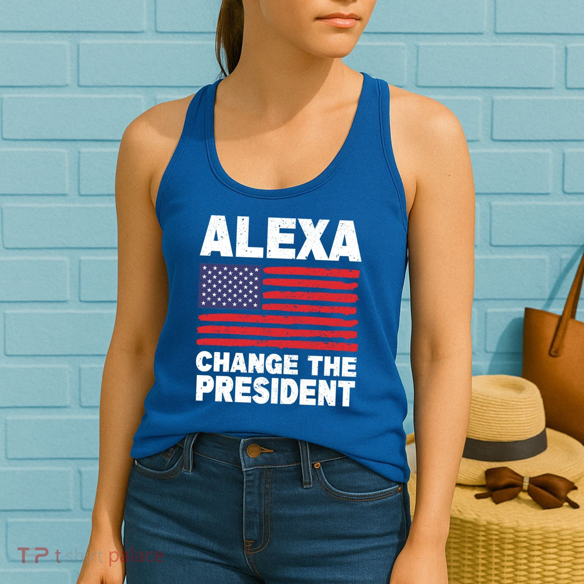 Alexa Change The President Funny Political Humor Gift Women's Tank Top