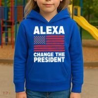 Alexa Change The President Funny Political Humor Gift Kids Hoodie thumb 3