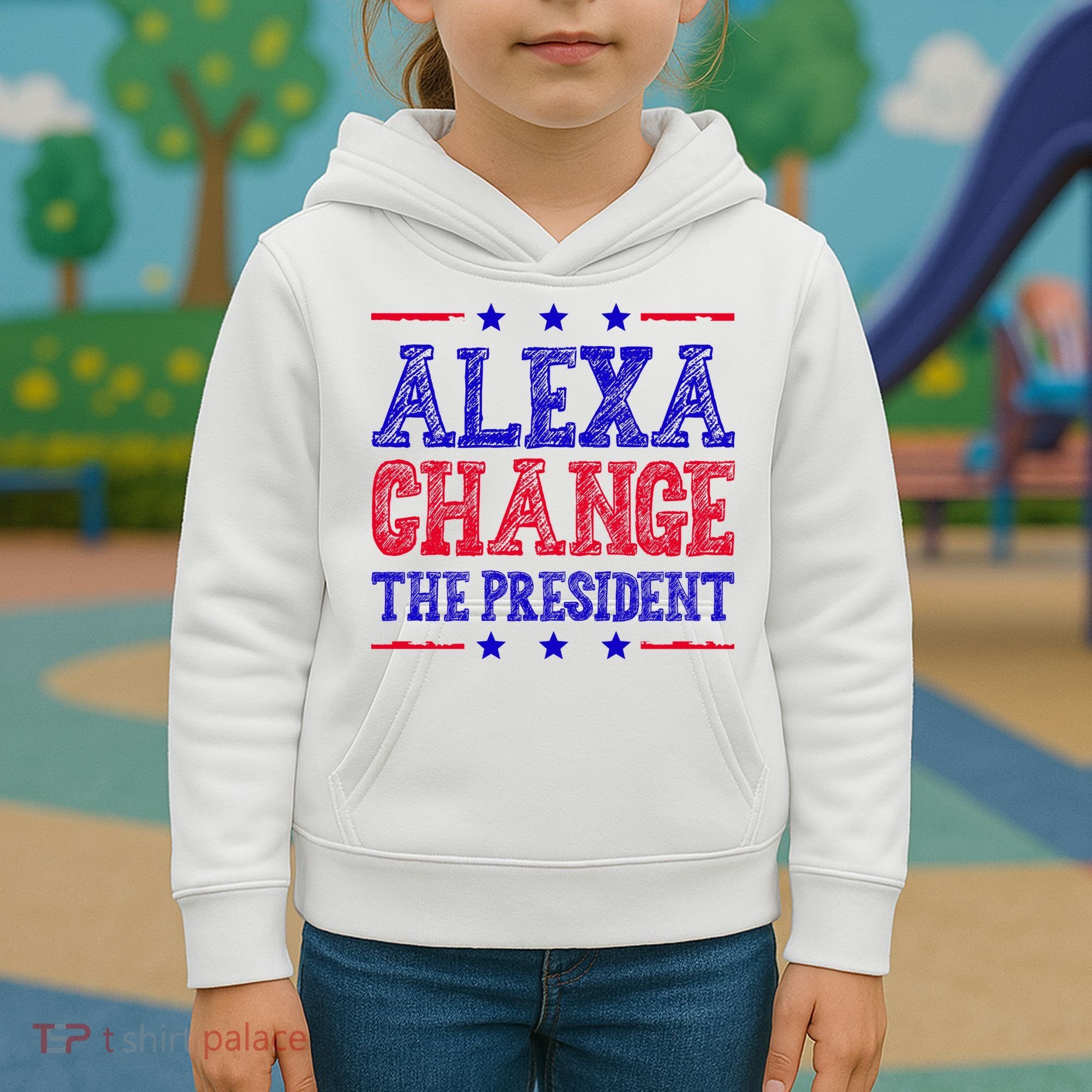 Alexa Change The President Funny Political Kids Hoodie