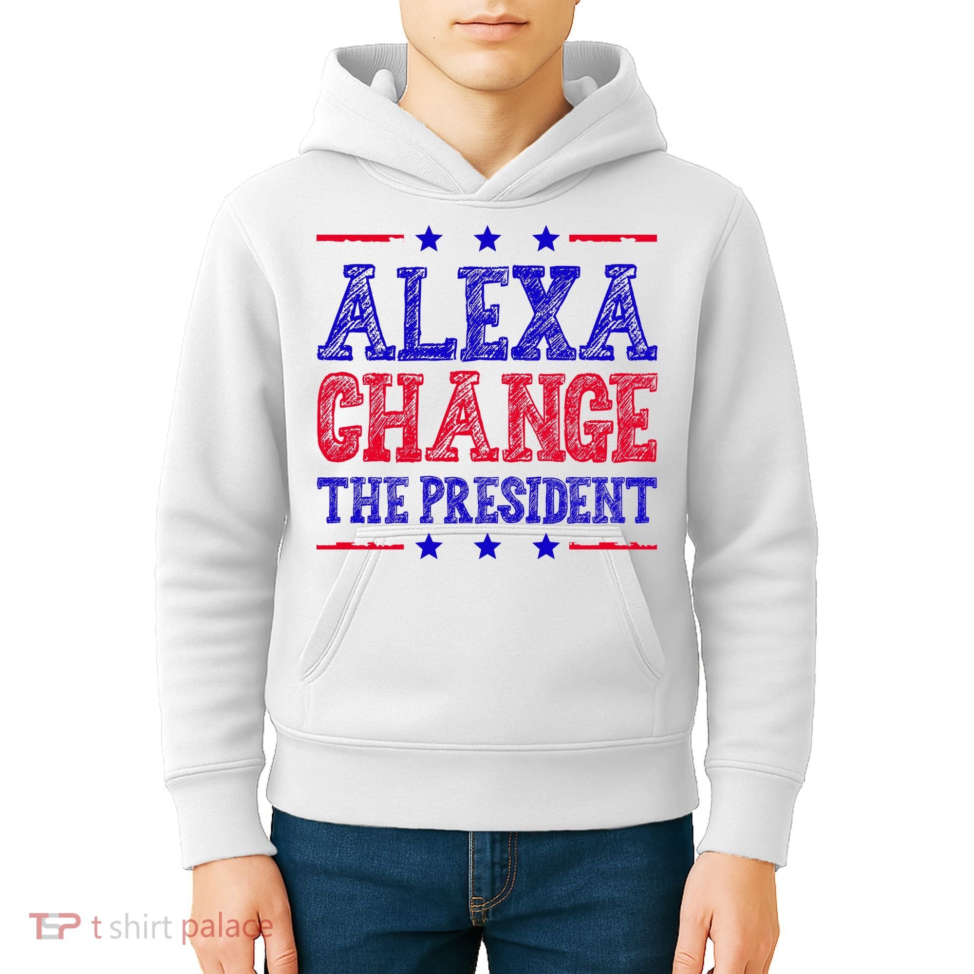 Alexa Change The President Funny Political Kids Hoodie