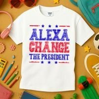 Alexa Change The President Funny Political Kids T-Shirt thumb 3