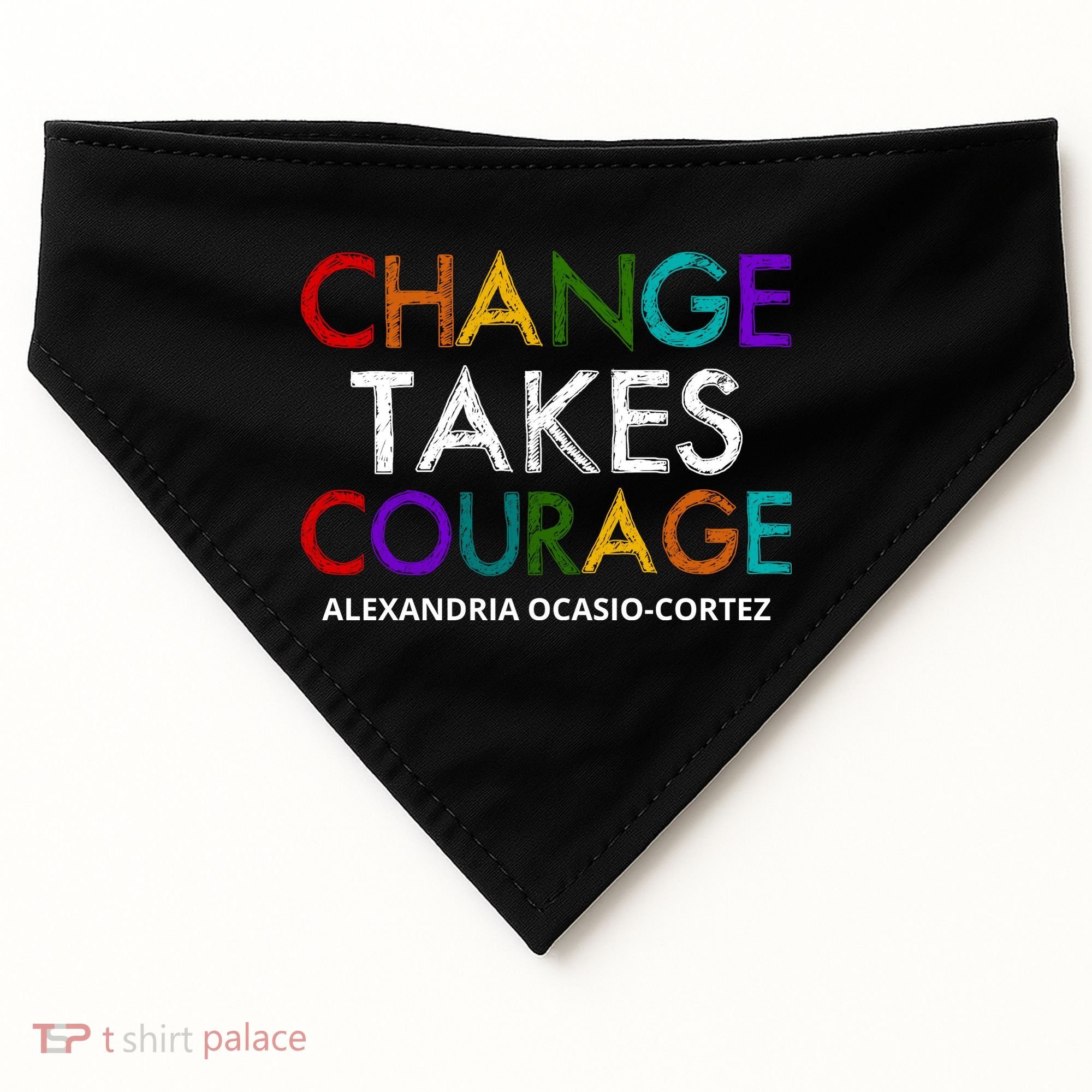 AOC Changes Takes Courage Alexandria Ocasio Cortez USA-Made Doggie Bandana