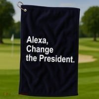 Alexa Change The President Anti Trump Funny Golf Towel thumb 1
