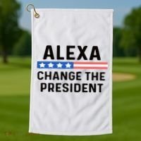 Alexa Change The President Men’s Funny Quote Golf Towel thumb 1