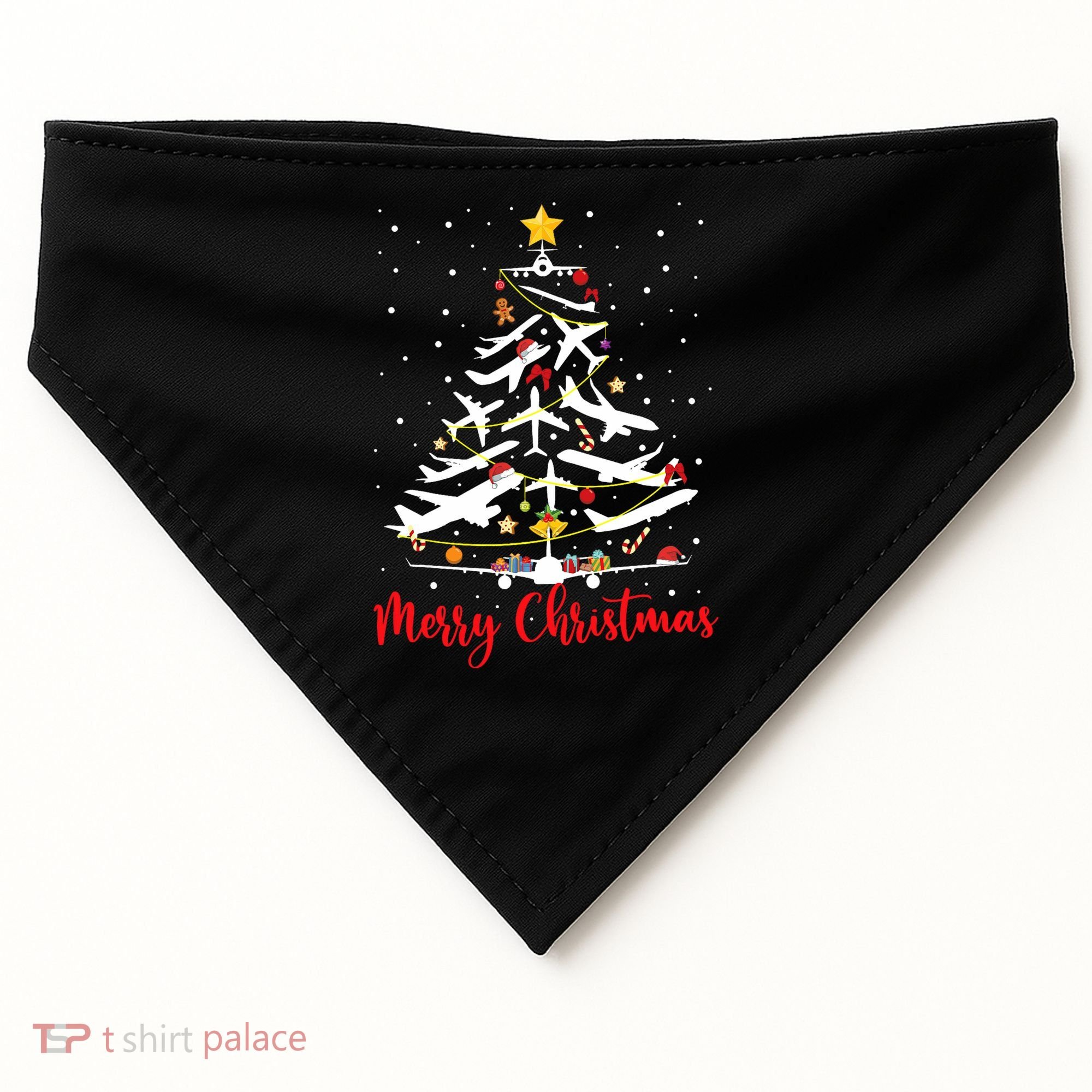 Airplane Christmas Tree Merry Christmas Most Likely Pilot USA-Made Doggie Bandana