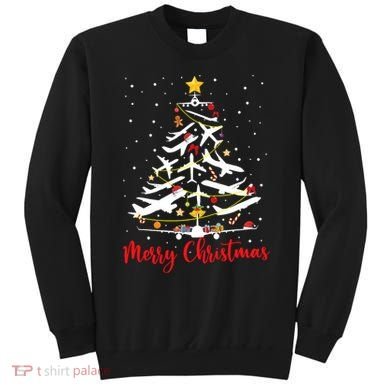 Airplane Christmas Tree Merry Christmas Most Likely Pilot Sweatshirt