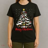 Airplane Christmas Tree Merry Christmas Most Likely Pilot T-Shirt thumb 4