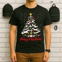 Airplane Christmas Tree Merry Christmas Most Likely Pilot T-Shirt thumb 6