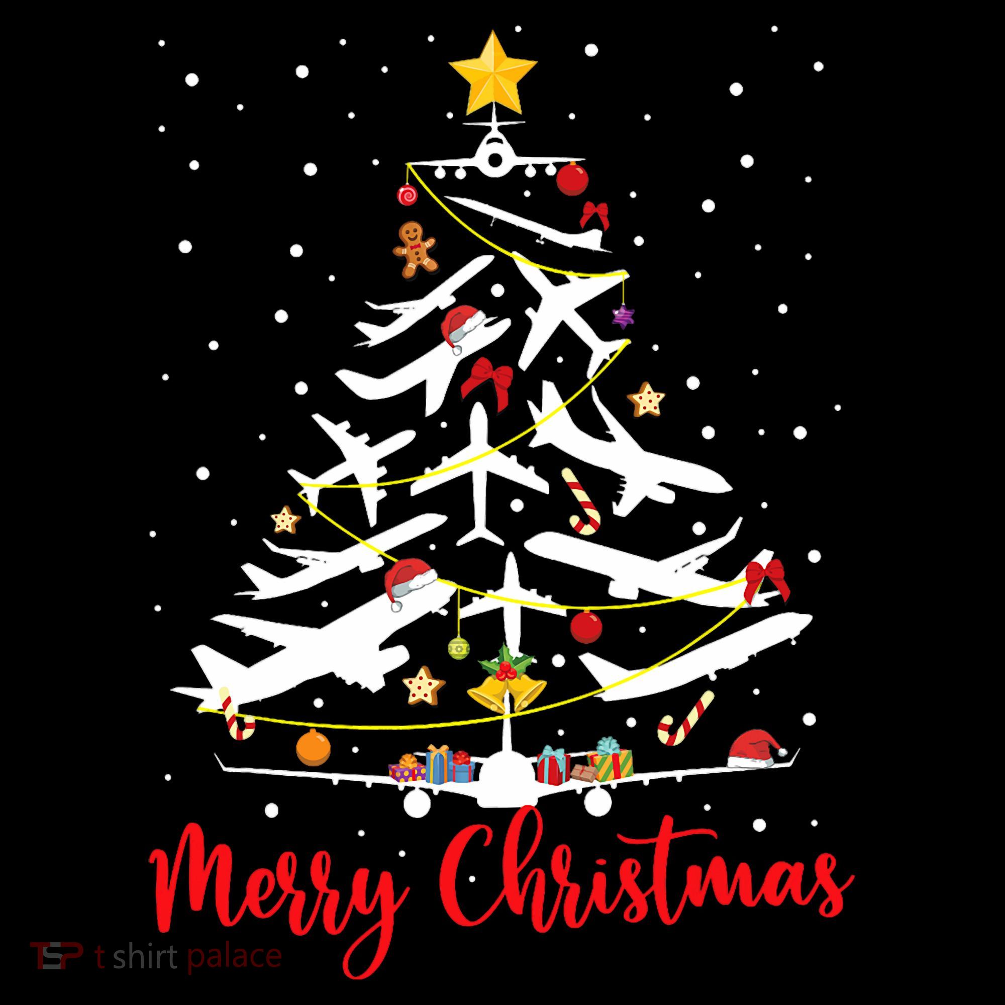 Airplane Christmas Tree Merry Christmas Most Likely Pilot Women's Hoodie