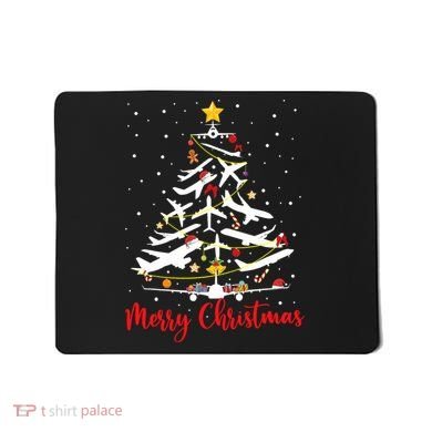 Airplane Christmas Tree Merry Christmas Most Likely Pilot Mousepad