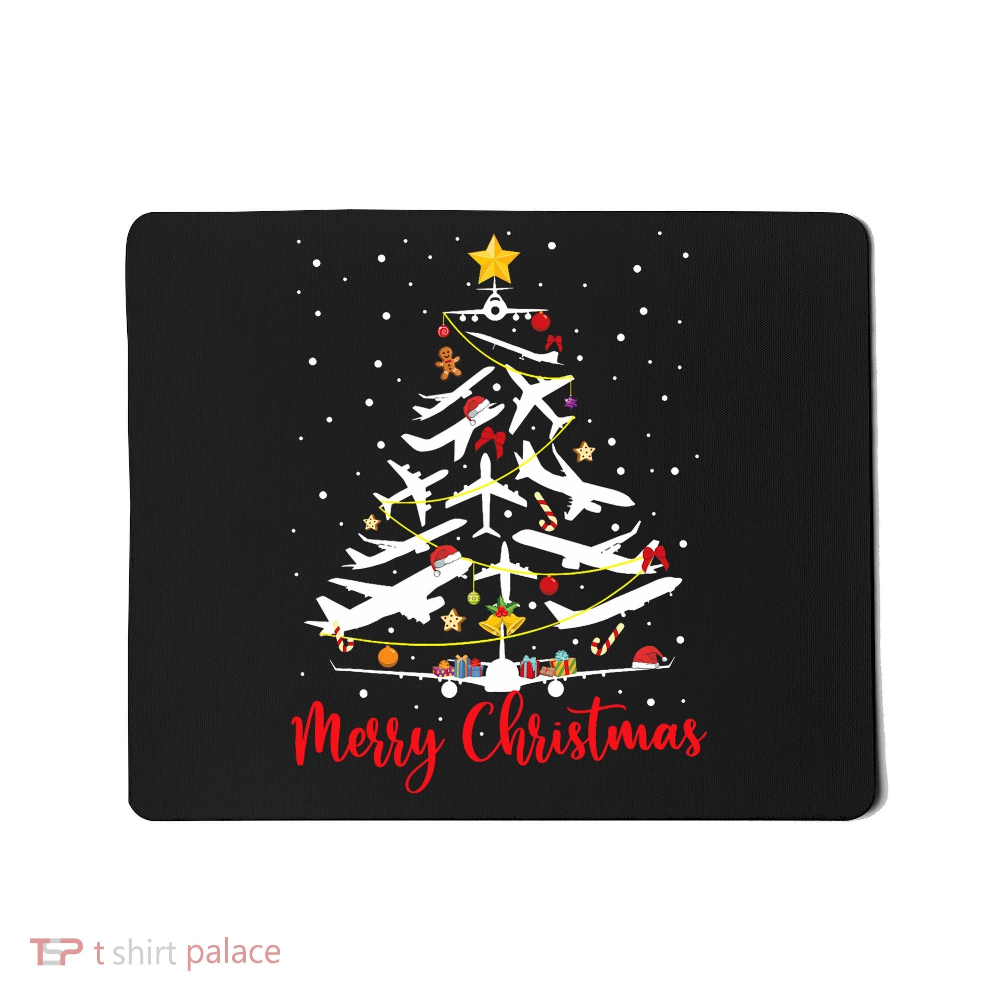 Airplane Christmas Tree Merry Christmas Most Likely Pilot Mousepad