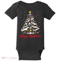 Airplane Christmas Tree Merry Christmas Most Likely Pilot Baby Bodysuit thumb 0