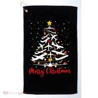 Airplane Christmas Tree Merry Christmas Most Likely Pilot Golf Towel thumb 0