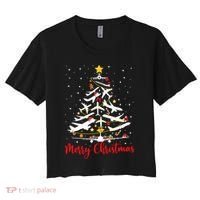 Airplane Christmas Tree Merry Christmas Most Likely Pilot Women's Crop Top Tee thumb 0