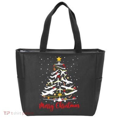 Airplane Christmas Tree Merry Christmas Most Likely Pilot Tote Bag