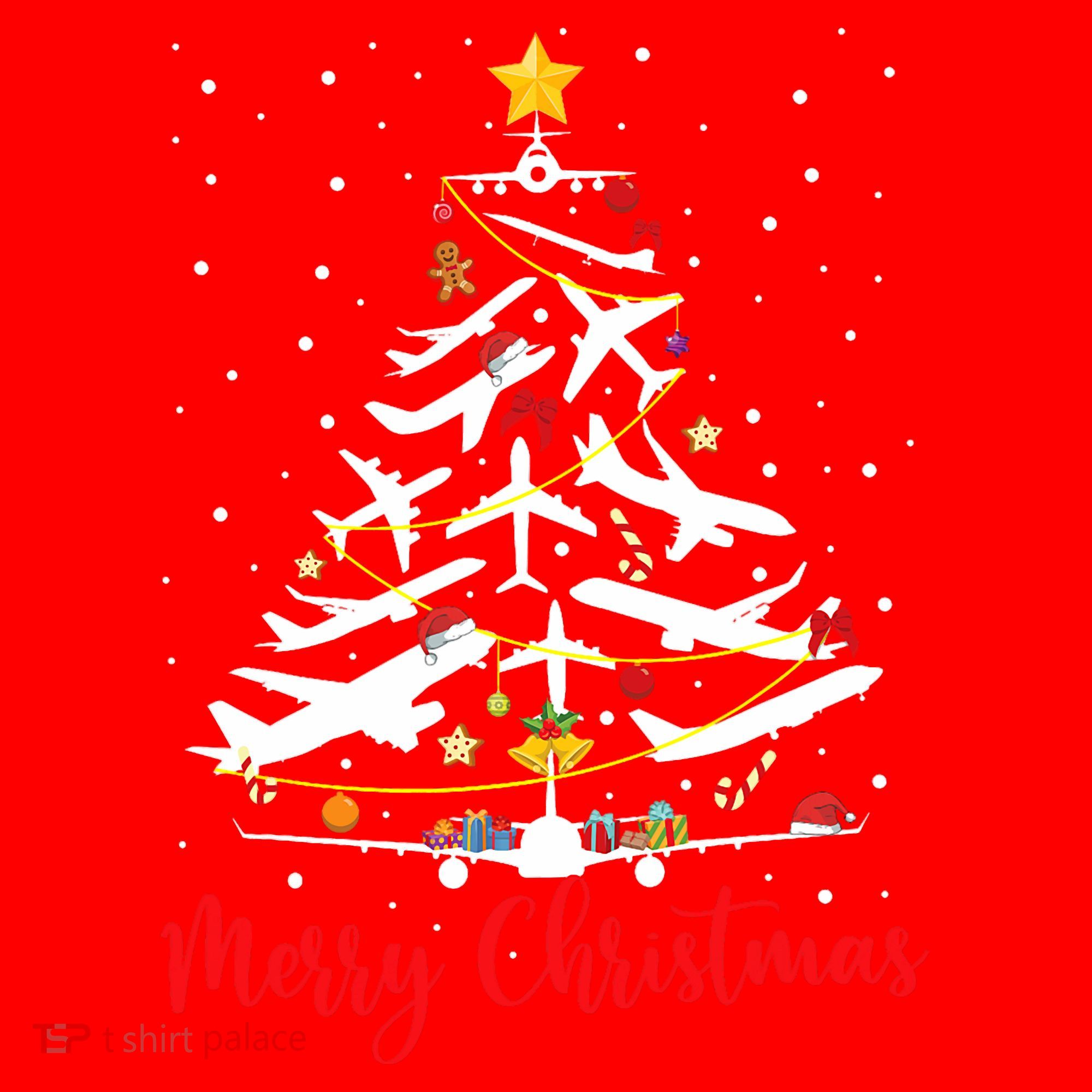 Airplane Christmas Tree Merry Christmas Most Likely Pilot Santa Hat