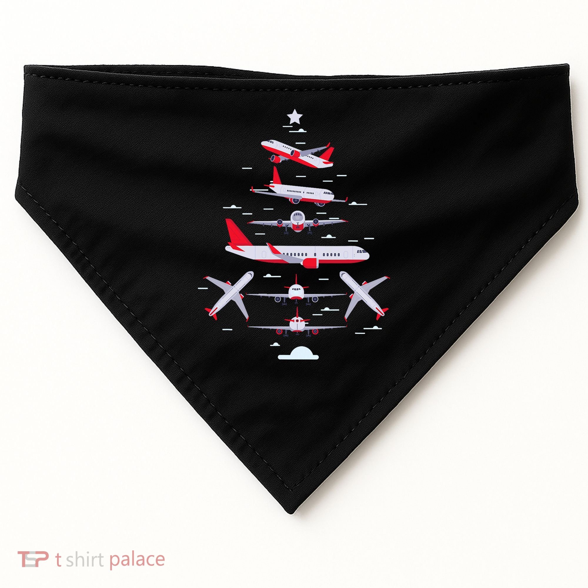 Airplane Christmas Tree Pilot Merry Christmas Xmas Tree USA-Made Doggie Bandana