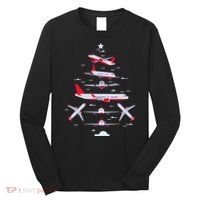 Airplane Christmas Tree Pilot Merry Christmas Xmas Tree Long Sleeve Shirt thumb 0