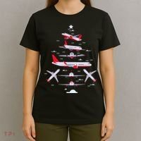 Airplane Christmas Tree Pilot Merry Christmas Xmas Tree T-Shirt thumb 4