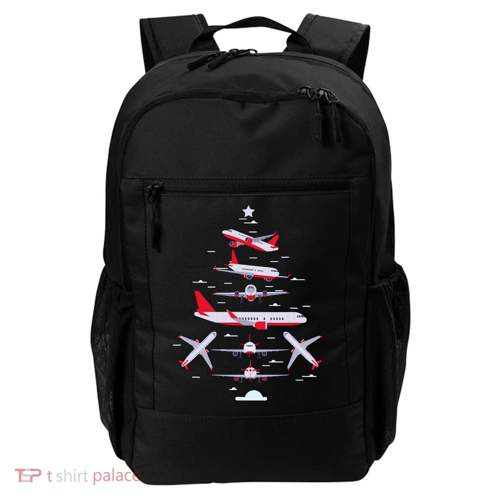 Airplane Christmas Tree Pilot Merry Christmas Xmas Tree Backpack