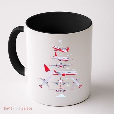 Airplane Christmas Tree Pilot Merry Christmas Xmas Tree Coffee Mug