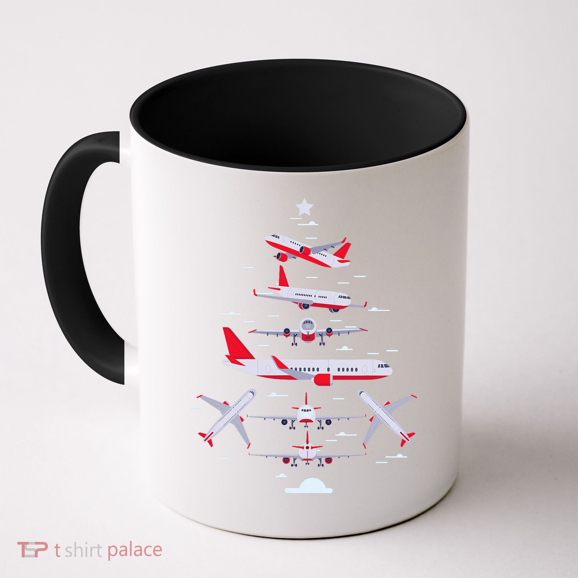 Airplane Christmas Tree Pilot Merry Christmas Xmas Tree Coffee Mug