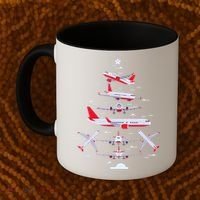 Airplane Christmas Tree Pilot Merry Christmas Xmas Tree Coffee Mug thumb 2