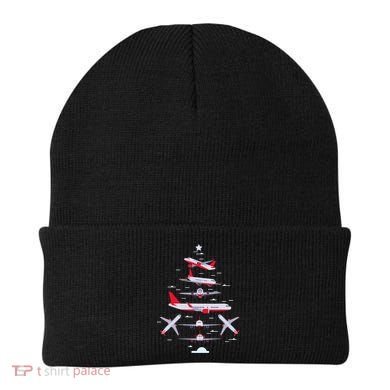 Airplane Christmas Tree Pilot Merry Christmas Xmas Tree Beanie