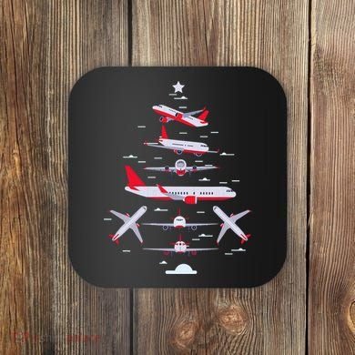 Airplane Christmas Tree Pilot Merry Christmas Xmas Tree Coaster