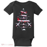 Airplane Christmas Tree Pilot Merry Christmas Xmas Tree Baby Bodysuit thumb 0
