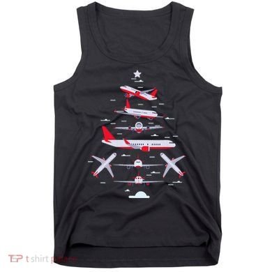 Airplane Christmas Tree Pilot Merry Christmas Xmas Tree Tank Top
