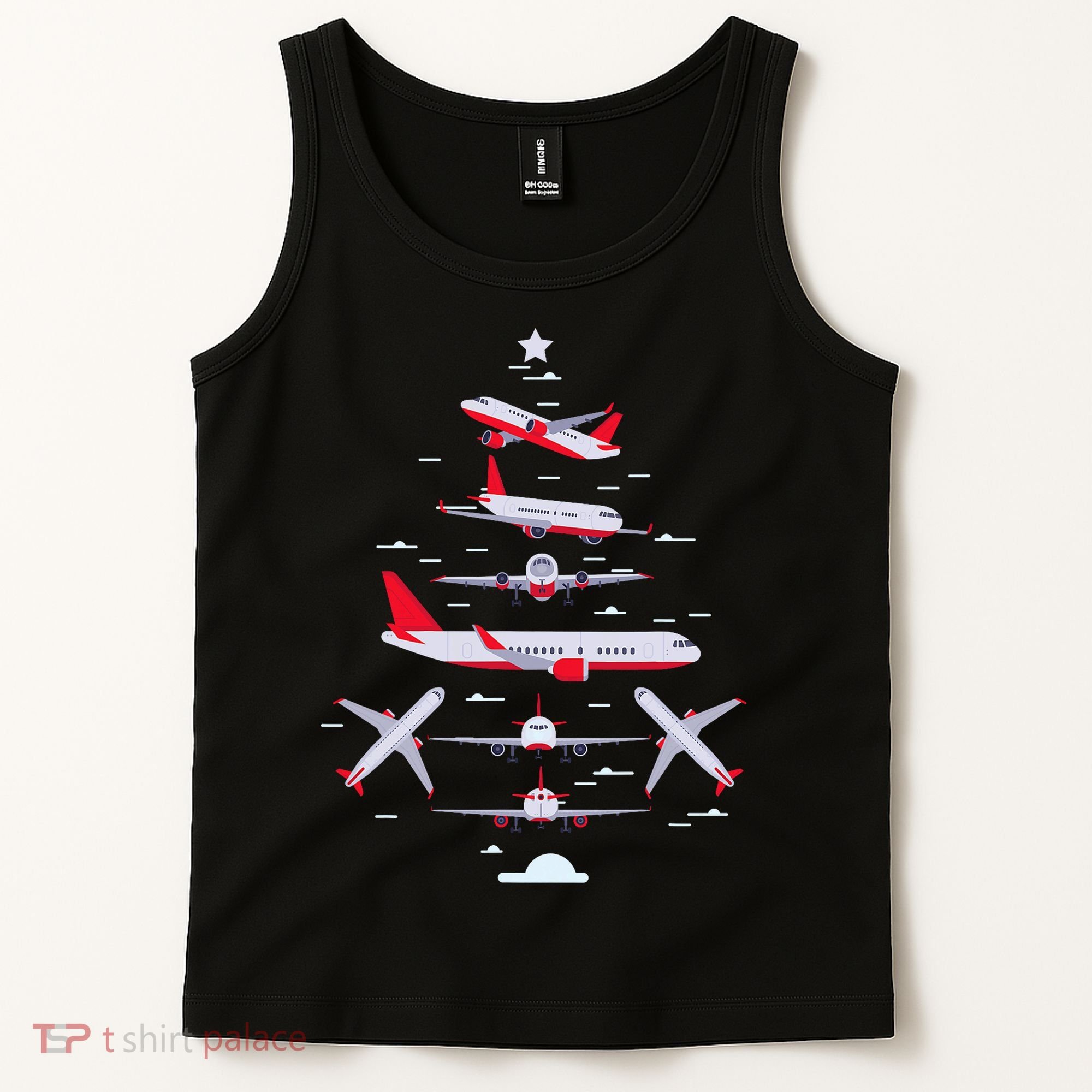 Airplane Christmas Tree Pilot Merry Christmas Xmas Tree Tank Top