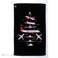 Airplane Christmas Tree Pilot Merry Christmas Xmas Tree Golf Towel thumb 0