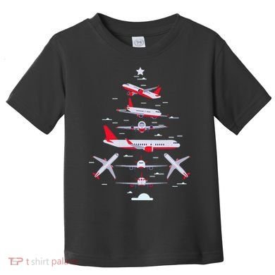 Airplane Christmas Tree Pilot Merry Christmas Xmas Tree Toddler T-Shirt