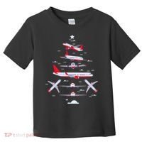 Airplane Christmas Tree Pilot Merry Christmas Xmas Tree Toddler T-Shirt thumb 0