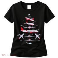 Airplane Christmas Tree Pilot Merry Christmas Xmas Tree Women's T-Shirt thumb 0