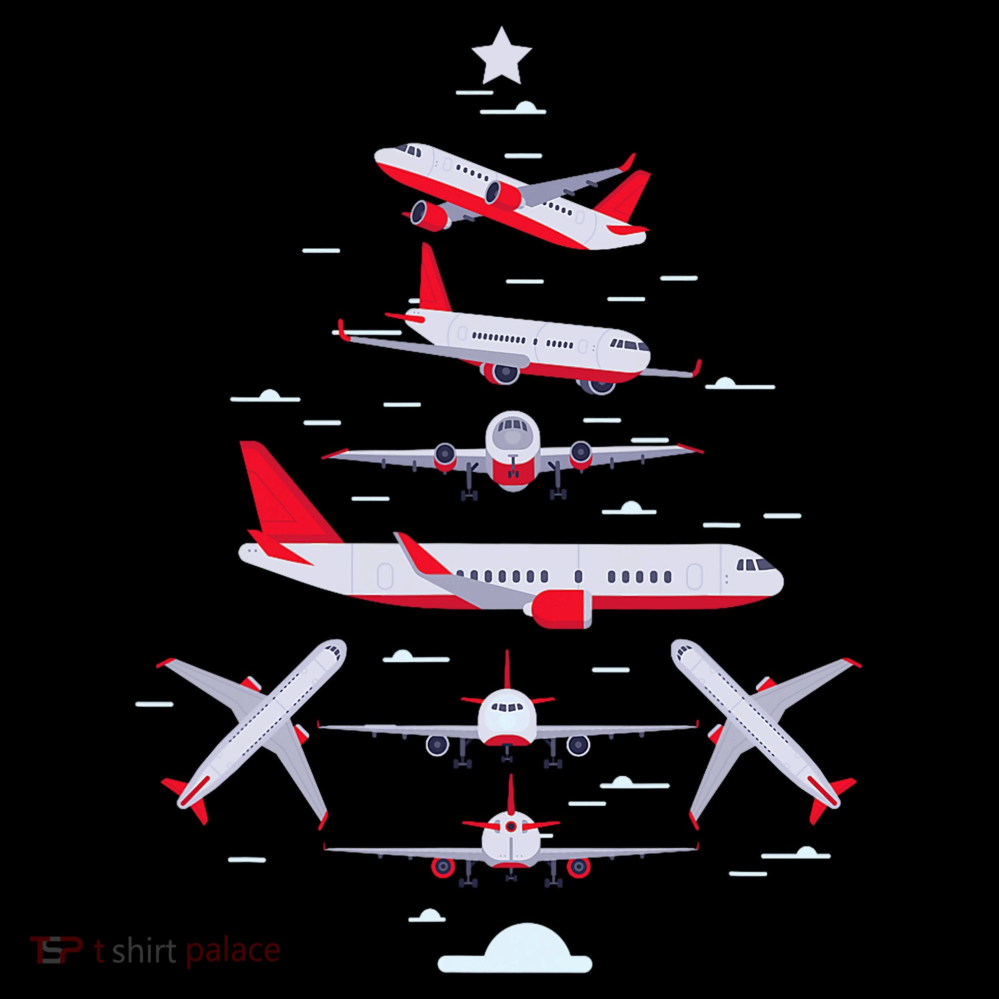Airplane Christmas Tree Pilot Merry Christmas Xmas Tree Kids Sweatshirt