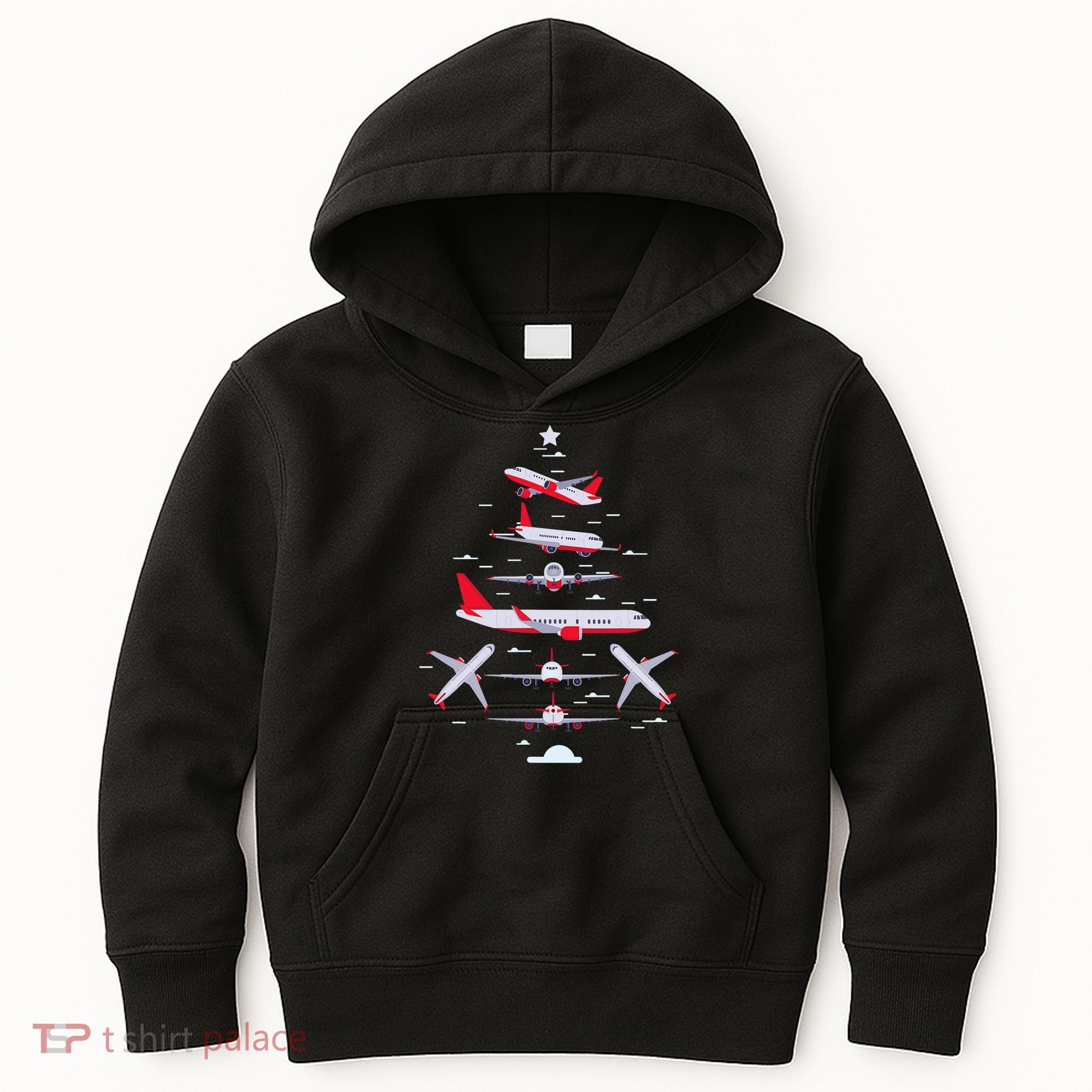 Airplane Christmas Tree Pilot Merry Christmas Xmas Tree Kids Hoodie