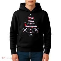Airplane Christmas Tree Pilot Merry Christmas Xmas Tree Kids Hoodie thumb 4