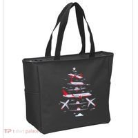 Airplane Christmas Tree Pilot Merry Christmas Xmas Tree Tote Bag thumb 2