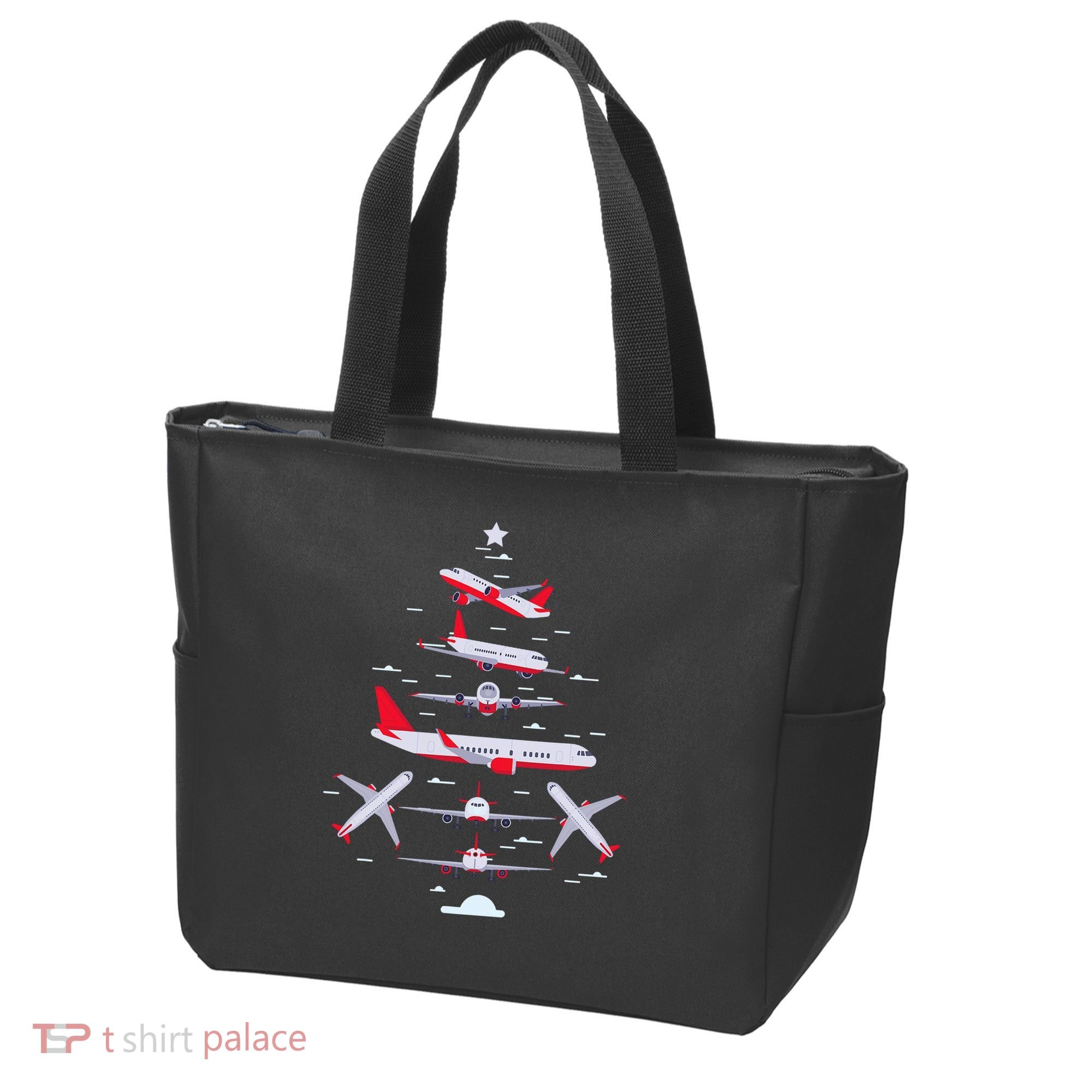 Airplane Christmas Tree Pilot Merry Christmas Xmas Tree Tote Bag