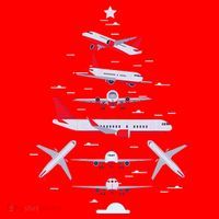 Airplane Christmas Tree Pilot Merry Christmas Xmas Tree Santa Hat thumb 1