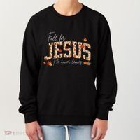 Autumn Christian Thanksgiving Fall For Jesus He Never Leaves Women's Sweatshirt thumb 0