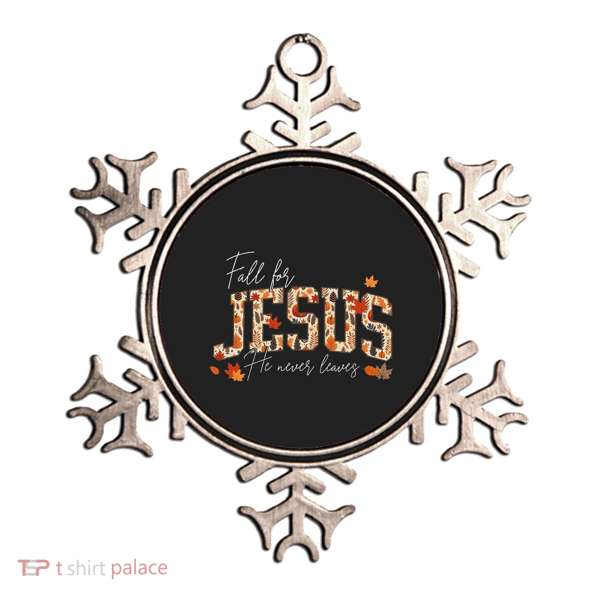 Autumn Christian Thanksgiving Fall For Jesus He Never Leaves Ornament
