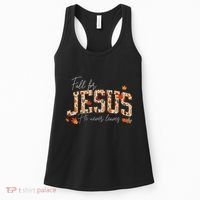 Autumn Christian Thanksgiving Fall For Jesus He Never Leaves Women's Tank Top thumb 0