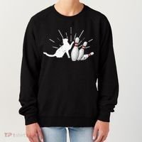 Alley Cat Tipping Pins Funny Bowling Women's Sweatshirt thumb 0
