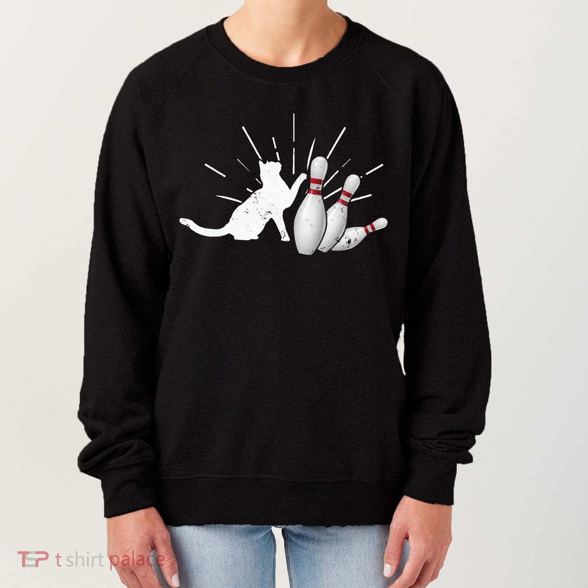 Alley Cat Tipping Pins Funny Bowling Women's Sweatshirt