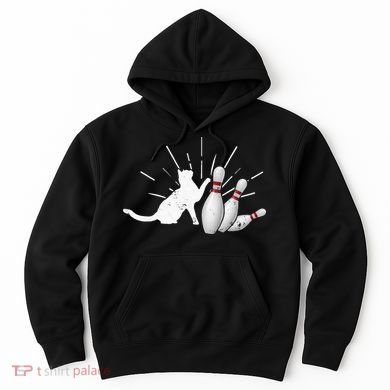 Alley Cat Tipping Pins Funny Bowling Hoodie