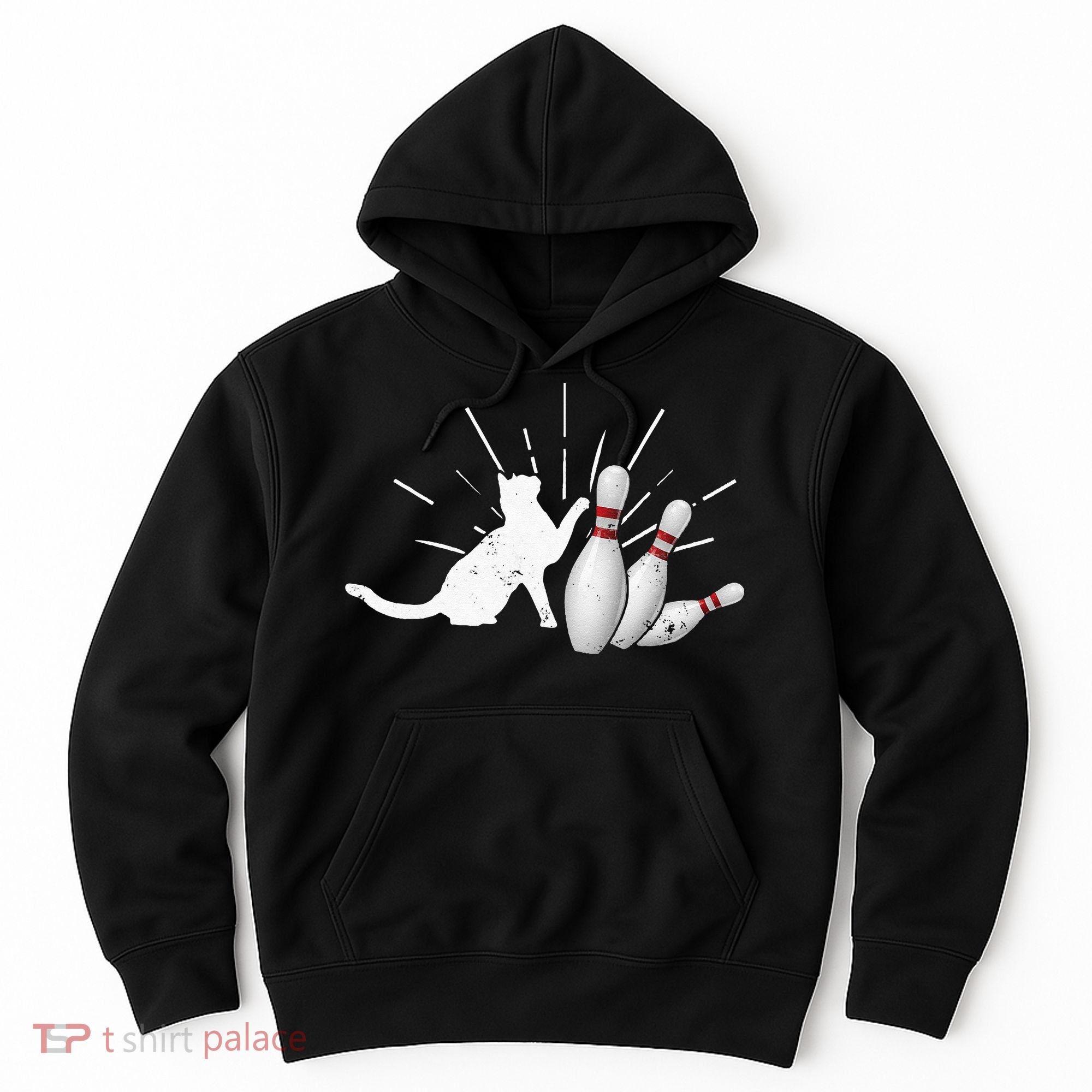 Alley Cat Tipping Pins Funny Bowling Hoodie